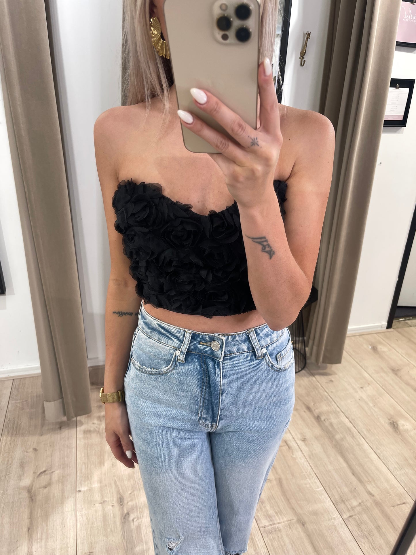 FLOWER TOP - BLACK