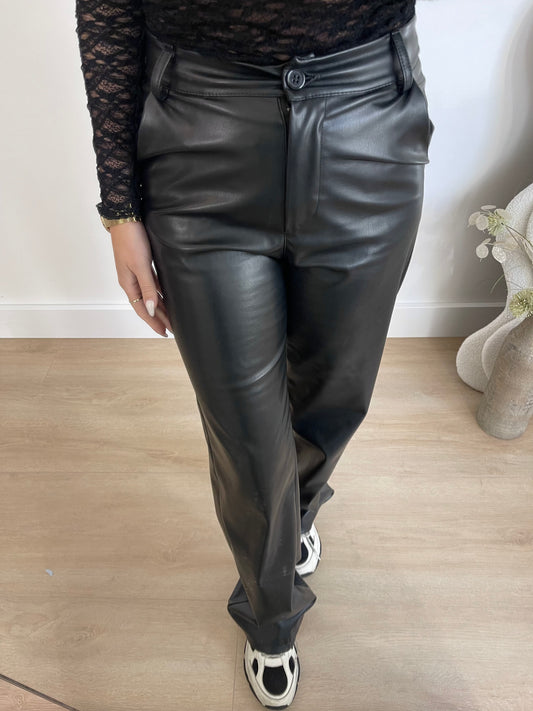 LEATHER-LOOK  STRAIGHT LEG