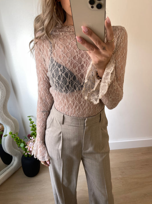 LACE TOP - BEIGE