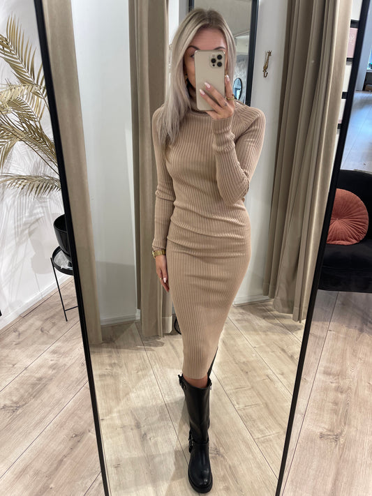 COL DRESS - CAMEL [preggy proof]