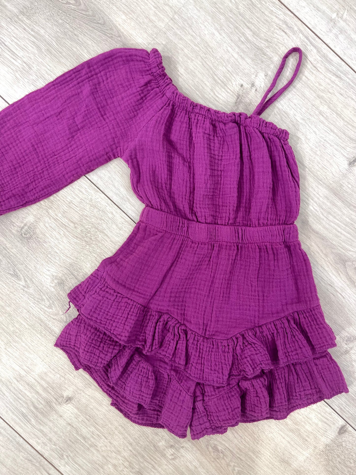 ONE SHOULDER PLAYSUIT - AUBERGINE