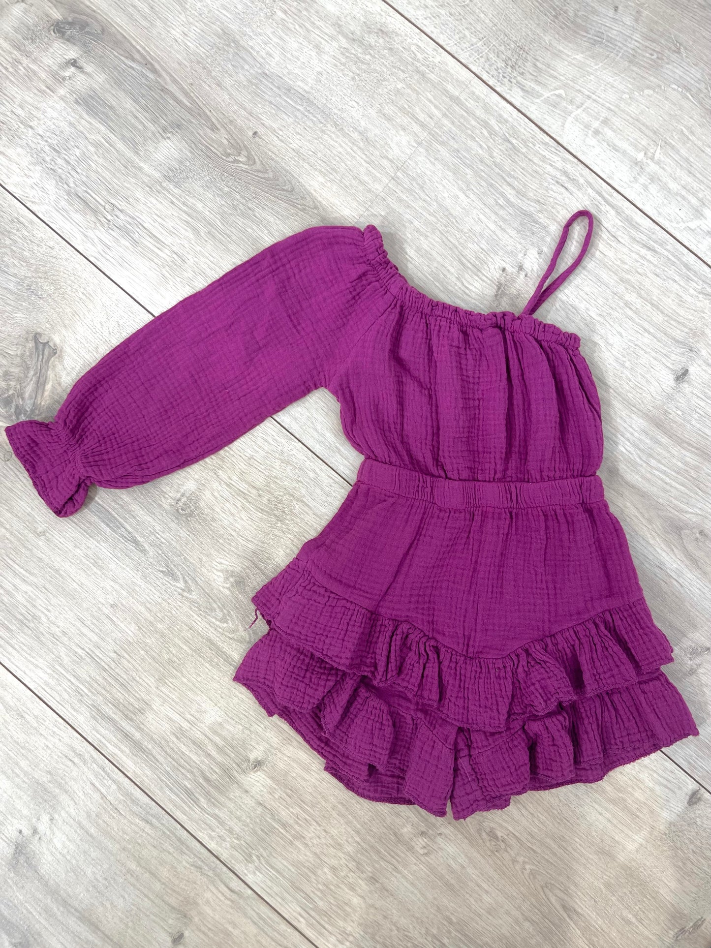 ONE SHOULDER PLAYSUIT - AUBERGINE